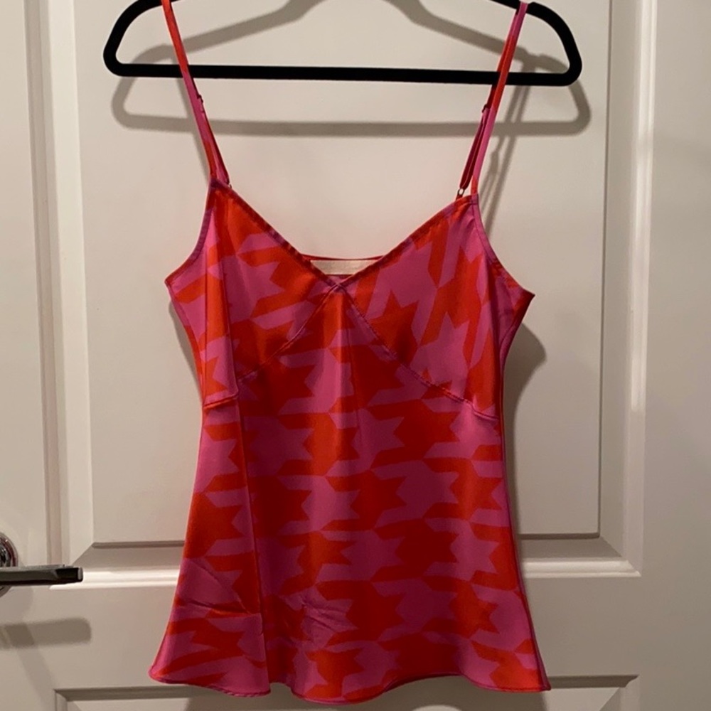 Creatures of Comfort pink & orange silk cami tank